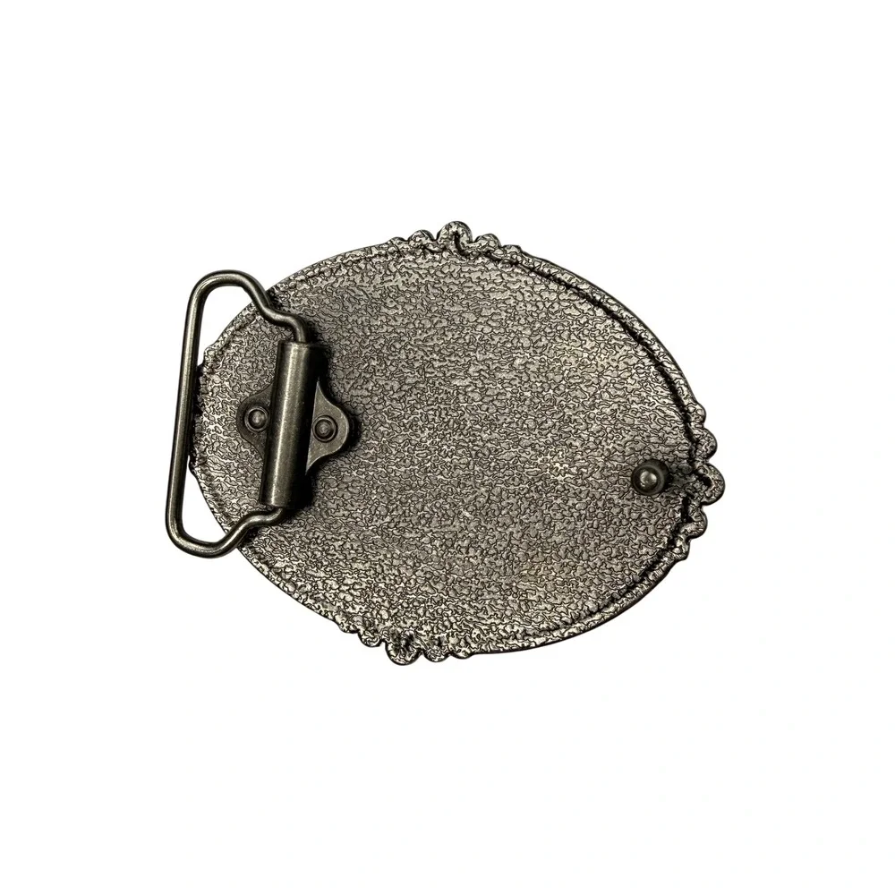 Gothic Belt Buckle Unisex OS Silver Toned Triple Cross Western Filigree Engraved